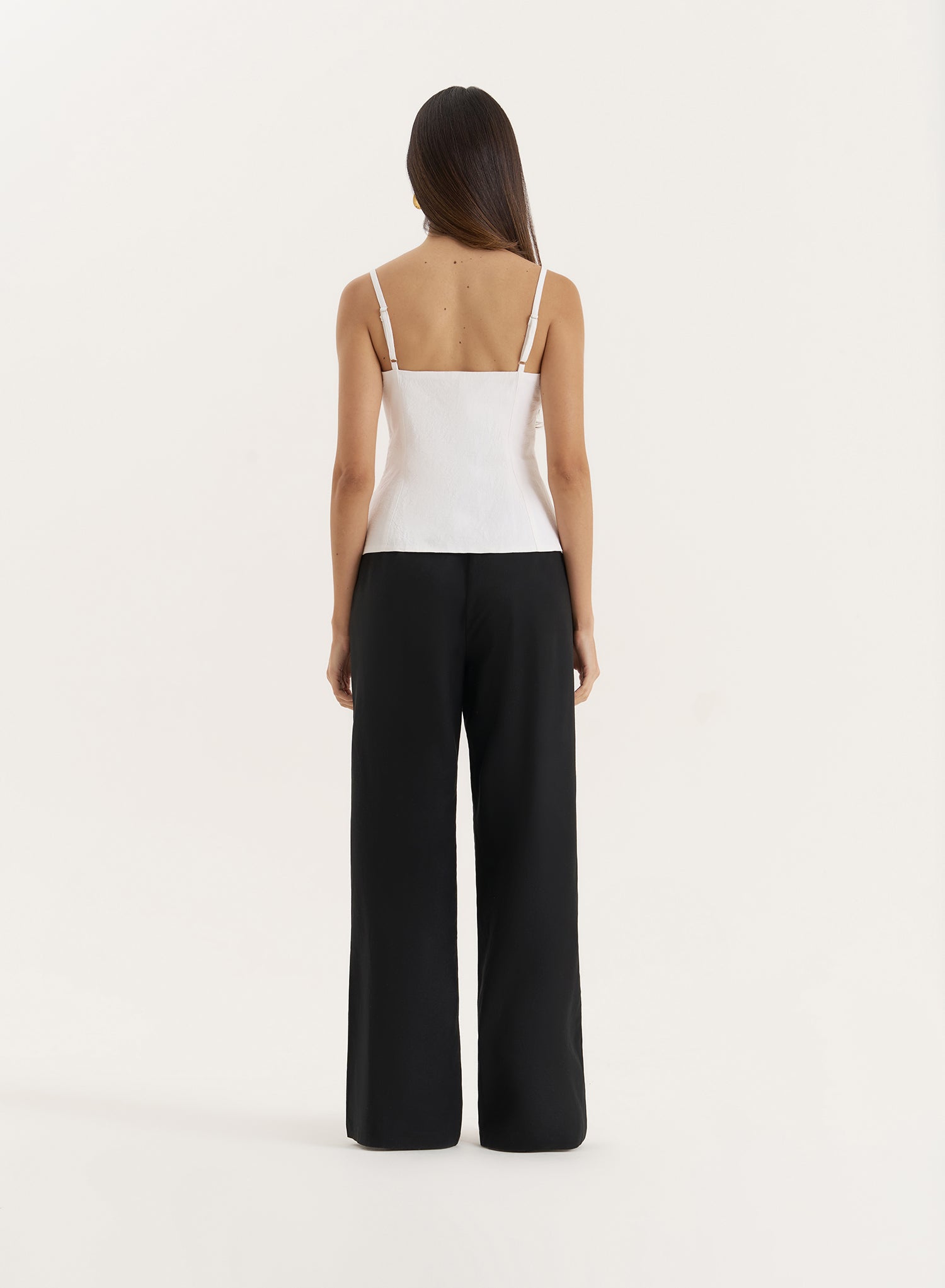 White Structured Cami Peplum Top